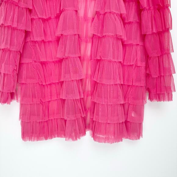 NWT RARE Betsey Johnson x Torrid Pink Mesh Ruffle Tiered Kimono | SZ 00 (10) - Picture 8 of 12